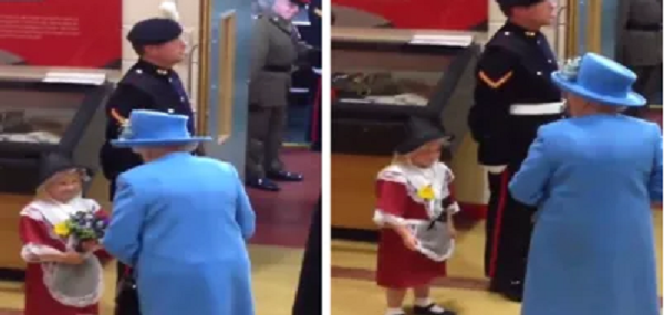 بالفيديو: طفلة أهدت الورد لملكة بريطانيا فتلقت صفعة على وجهها..! 1 طفلة تهدي ملكة بريطانيا وردة