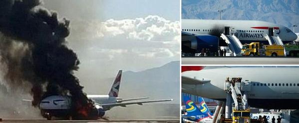 احتراق طائرة الخطوط البريطانية