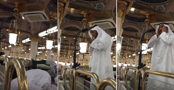 بالفيديو: مؤذن يسجد لله فرحًا بعد أول أذان له بالمسجد النبوي 1 مؤذن يسجد لله فرحًا