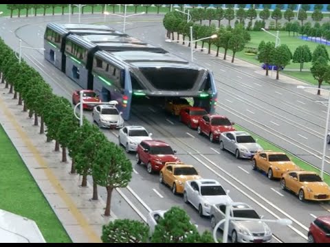حافلة صينية مستقبلية تسير فوق السيارات