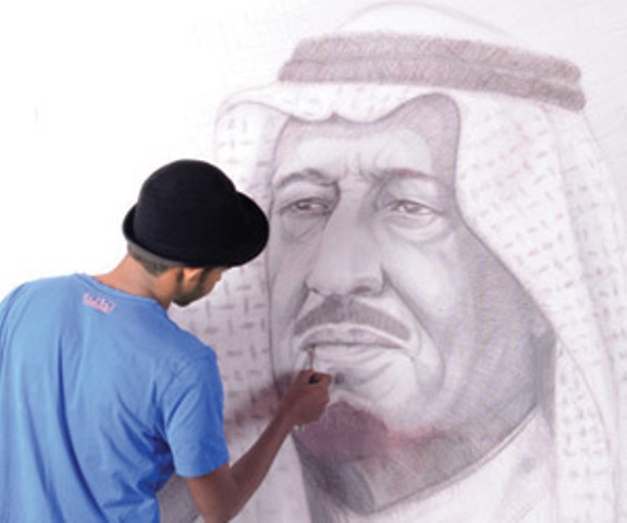 فنان سوداني يلفت أنظار مرتادي شارع الفن بالسعودية 1 طارق جبرالله