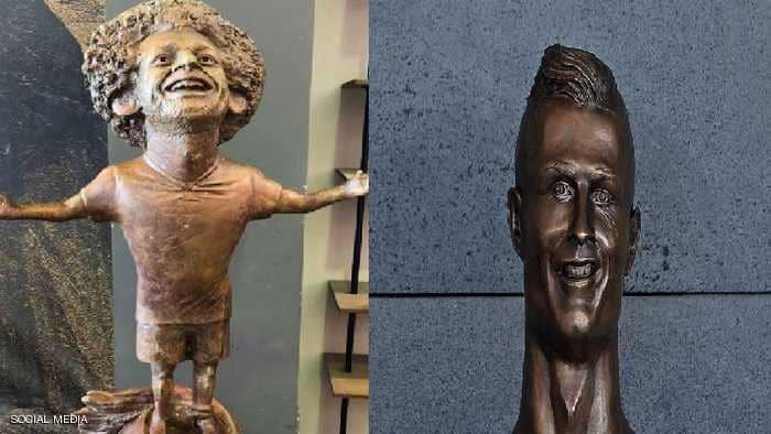 محمد صلاح يتصل بصاحبة التمثال ويوجه لها طلبا ! 1 تمثال صلاح ورونالدو