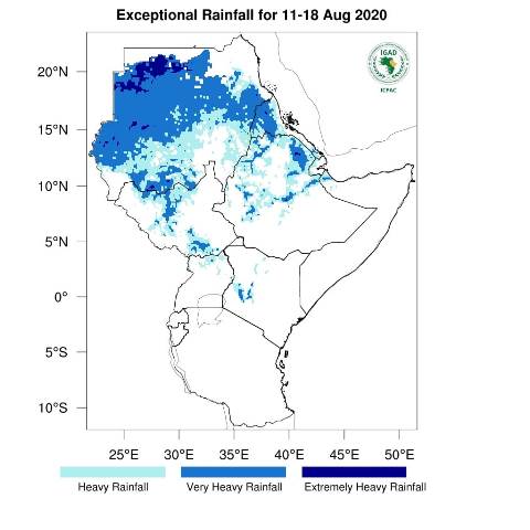 بالصورة: أمطار غزيرة للغاية يتوقع هطولها على أجزاء واسعة من السودان خلال الأيام القادمة 10 امطار2020