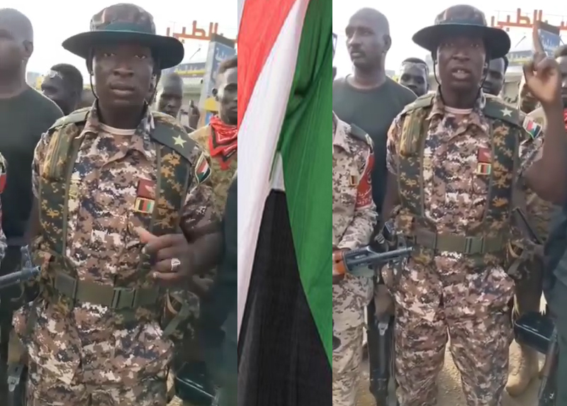 شاهد بالفيديو .. كلام مؤثر من ملازم سوداني "عارفين نحن ذخيرتنا شنو؟" 10 sudanesearmy