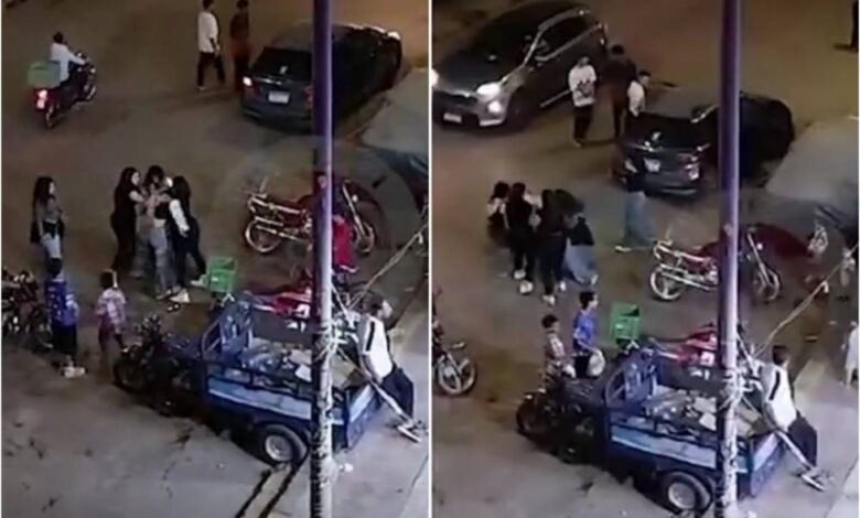 شاهد بالفيديو : مشاجرة عنيفة بين فتيات مصريات بمحافظة الجيزة 1 d