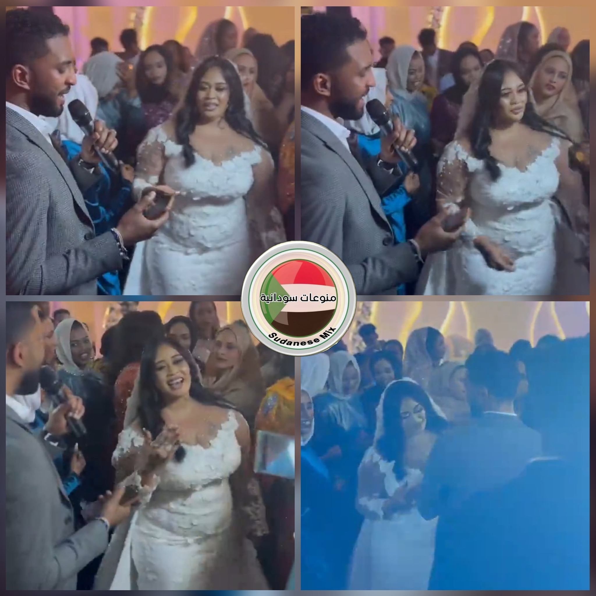 شاهد بالصورة والفيديو.. بفستان زفاف مثير.. عروس سودانية تتبادل الرقصات مع فنان حفل زواجها محمد بشير في حضور عريسها 10 535961378 773431415617427 7180779797745612529 n