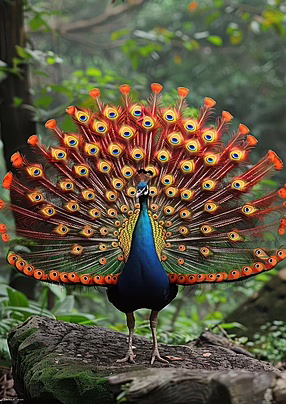 pngtree a vibrant peacock displaying its colorful feathers in a lush green image 16668770