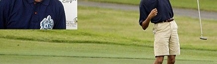 الرئيس الأمريكي أثناء ممارسته للغولف وفي الإطار المدرب الشهير هيرمان 10 2981