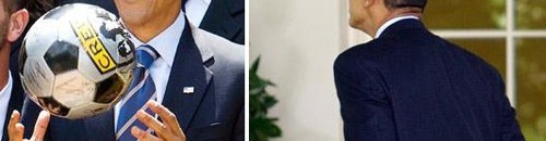 أوباما يلعب الكرة برأسه في استقبال فريقي جالاكسي وكينجز - مارس 2013م 26 3237